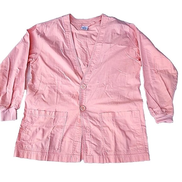 S.C.R.U.B.S Solid Peach Pink Cotton Long Sleeved Warm-up Jacket Ladies Sz Sm -EC - Picture 1 of 7